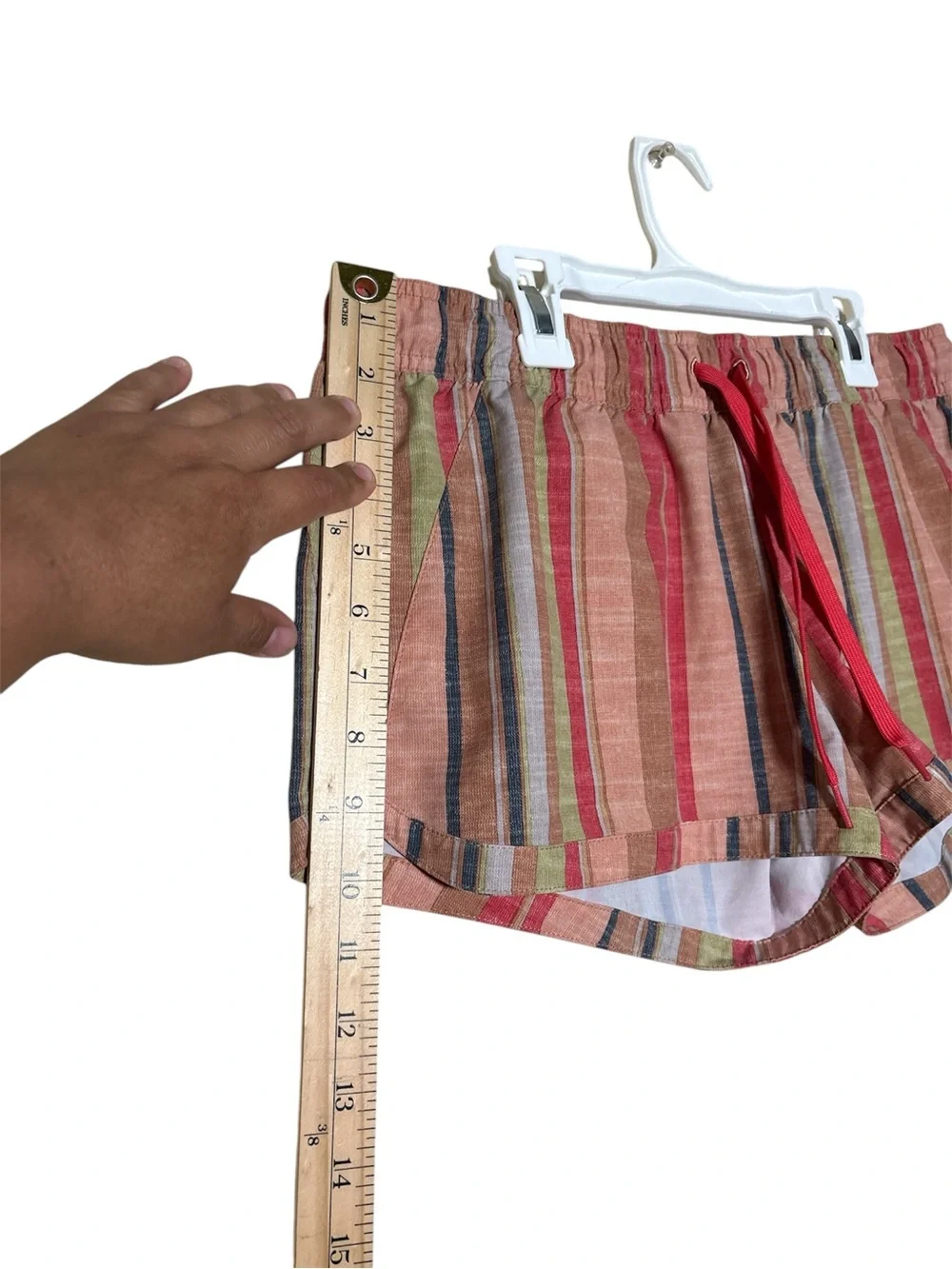 Prana Breathe Multicolor Striped Drawstring Women’s Shorts,Size S